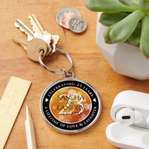 Elegant 23:e Imperial Topaz Bröllop-årsdagen Rund Silverfärgad Nyckelring