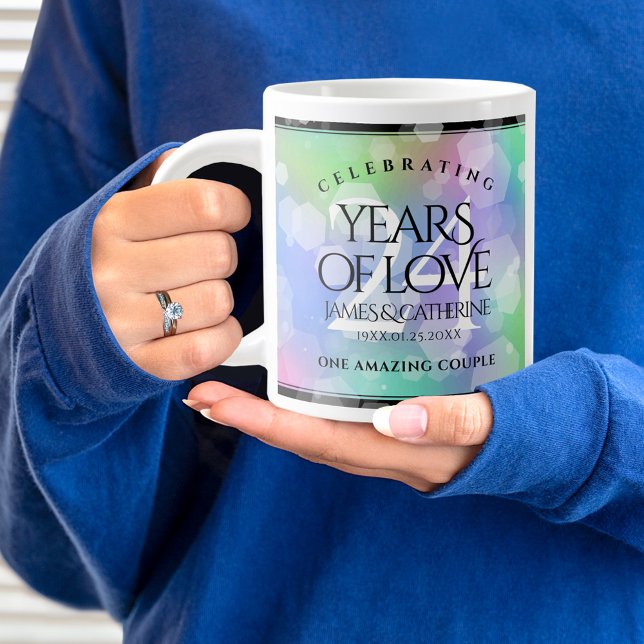 Elegant 24:e årsdagen för Opal Bröllop Firande Jumbo Mugg (24th Wedding Anniversary Jumbo Coffee Mug Cover Photo.)