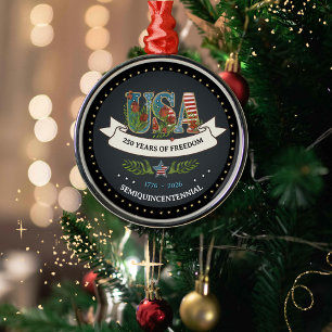 Elegant 250-årsjubileum Fet Charcoal Silver  Julgransprydnad Metall