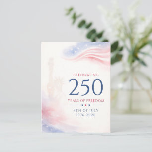 Elegant 250-årsjubileum för amerikansk självständi helg vykort