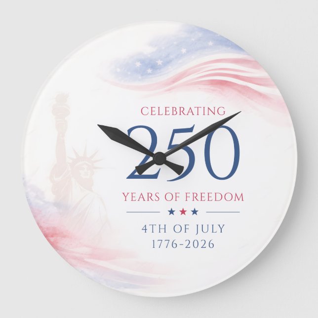 Elegant 250th American Independence Day 4th July Stor Klocka (Framsida)