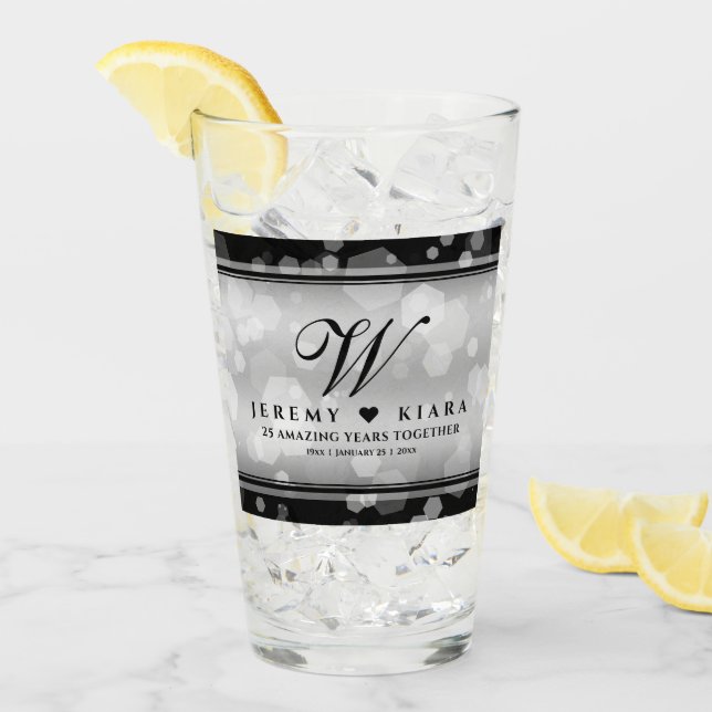 Elegant 25-års Silverbröllopsdag Glaskopp (Framsida Ice)