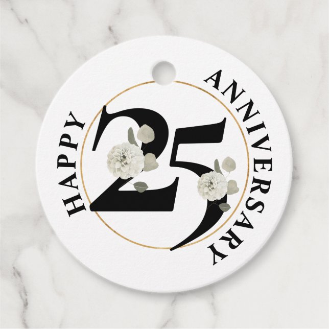 Elegant 25-årsdagen Blommigt Gåvor Etiketter (Framsida)