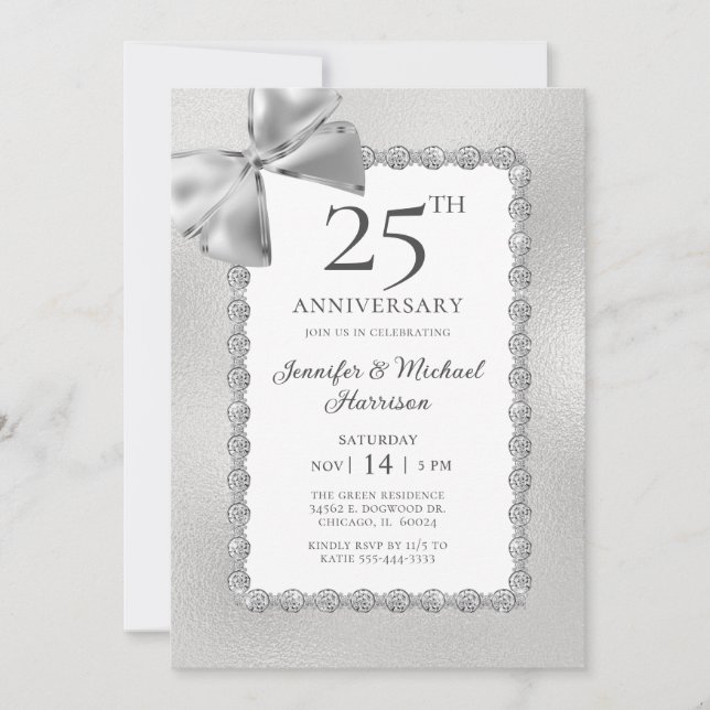 Elegant 25-årsjubileum inbjudningar (Framsida)