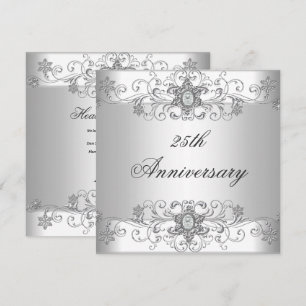 Elegant 25-årsjubileum Silver Vitt Diamant Inbjudningar