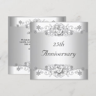 Elegant 25-årsjubileum Silver Vitt Diamant Inbjudningar