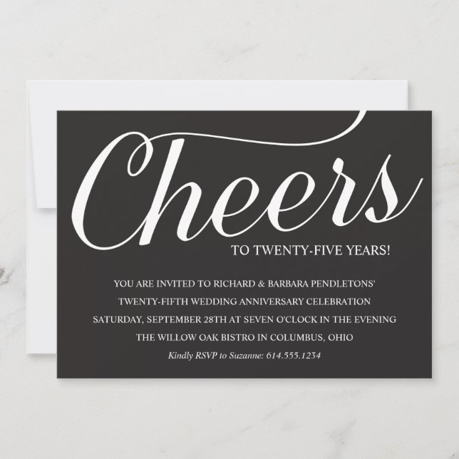 Elegant 25-årsjubileumspartaj Invitation Inbjudningar (Framsida)