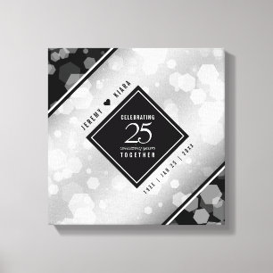 Elegant 25:e årsdagen Silver Bröllop Canvastryck