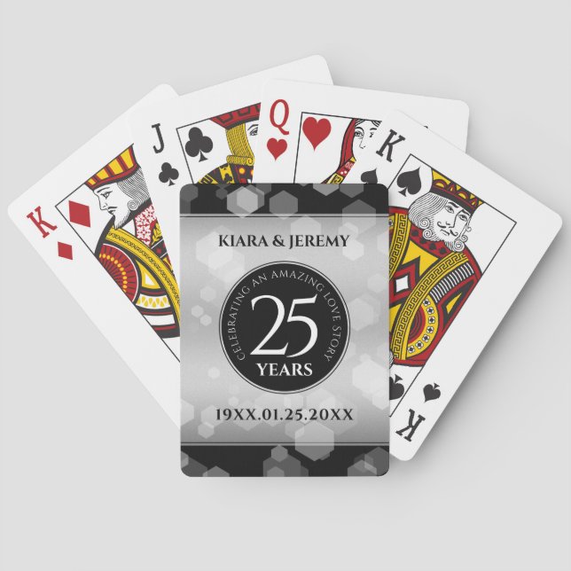 Elegant 25:e årsdagen Silver Bröllop Casinokort (Baksidan)