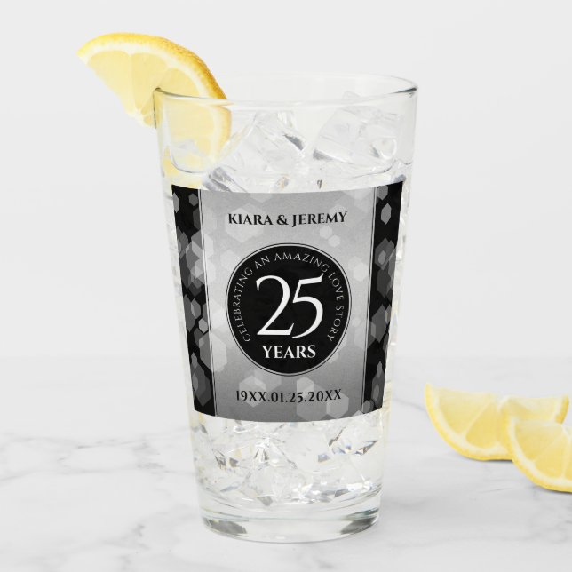 Elegant 25:e årsdagen Silver Bröllop Glaskopp (Framsida Ice)