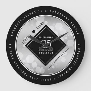 Elegant 25:e årsdagen Silver Bröllop Stor Klocka