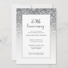 Elegant 25:e Silver Glitter Bröllopsjubileum Inbjudningar