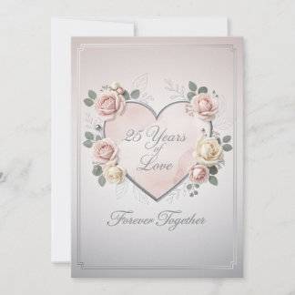 Elegant 25th Wedding Anniversary Card - romantic Julkort