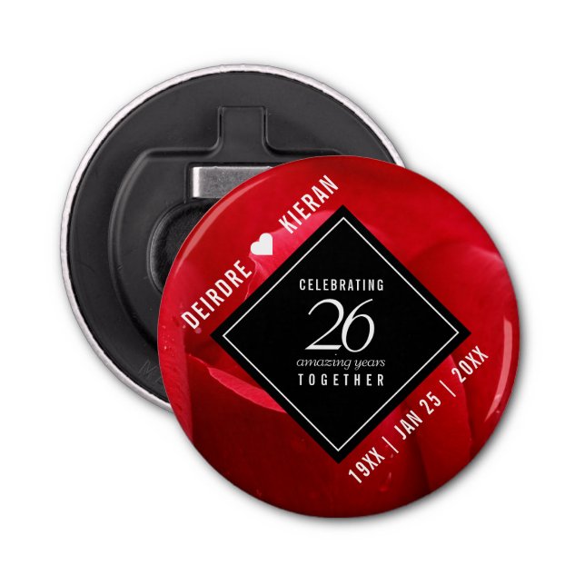 Elegant 26:e årsdagen för Firande vid Bröllop i Ro Flasköppnare (Framsidan)