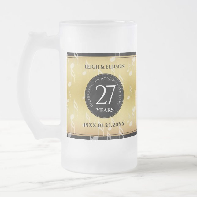 Elegant 27:e musikårsdagen Bröllop Firande Frostat Ölglas (Vänster)