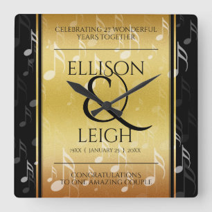 Elegant 27:e musikårsdagen Bröllop Firande Fyrkantig Klocka
