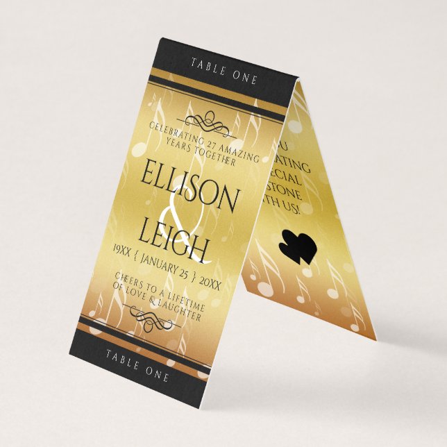 Elegant 27:e musikårsdagen Bröllop Firande Kort (Framsida)