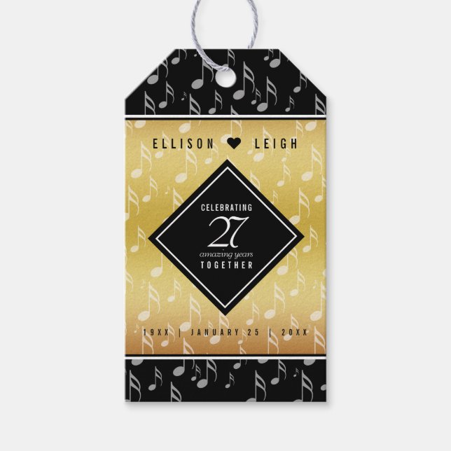 Elegant 27:e musikårsdagen Bröllop Firande Presentetikett (Framsidan)