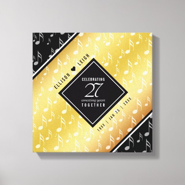 Elegant 27:e musikårsdagen i Bröllop Canvastryck (Framsida)