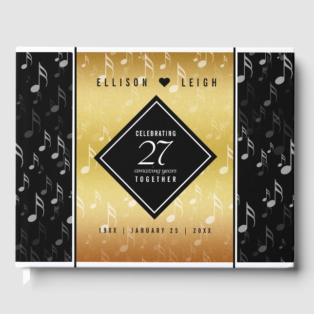 Elegant 27:e musikårsdagen i Bröllop Gästböcker (Framsida)