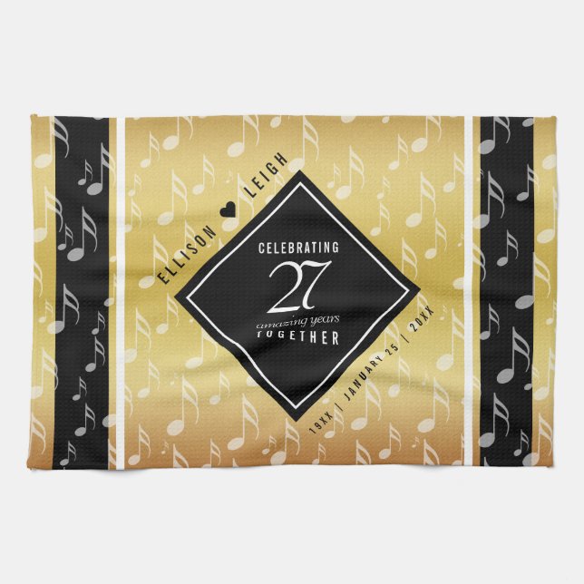 Elegant 27:e musikårsdagen i Bröllop Kökshandduk (Horisontell)
