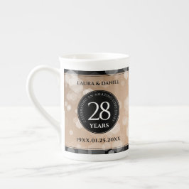 Elegant 28:e Linen Bröllop-årsdagen Firande Benporslin Mugg
