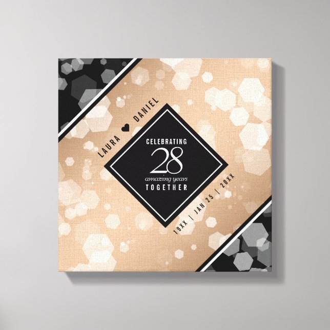 Elegant 28:e Linen Bröllop-årsdagen Firande Canvastryck (Framsida)