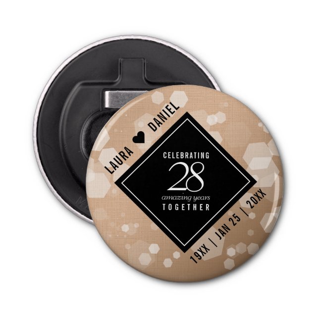 Elegant 28:e Linen Bröllop-årsdagen Firande Flasköppnare (Framsidan)