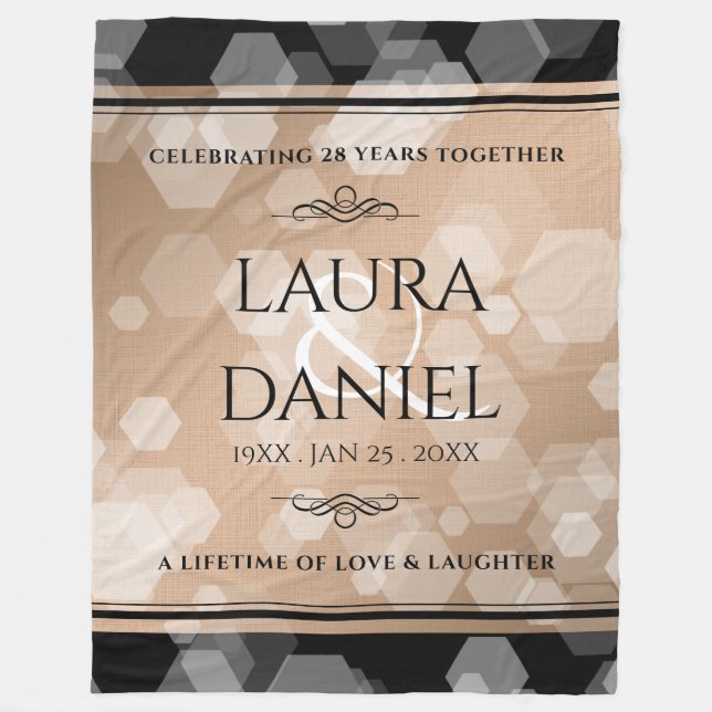 Elegant 28:e Linen Bröllop-årsdagen Firande Fleecefilt (Framsidan)