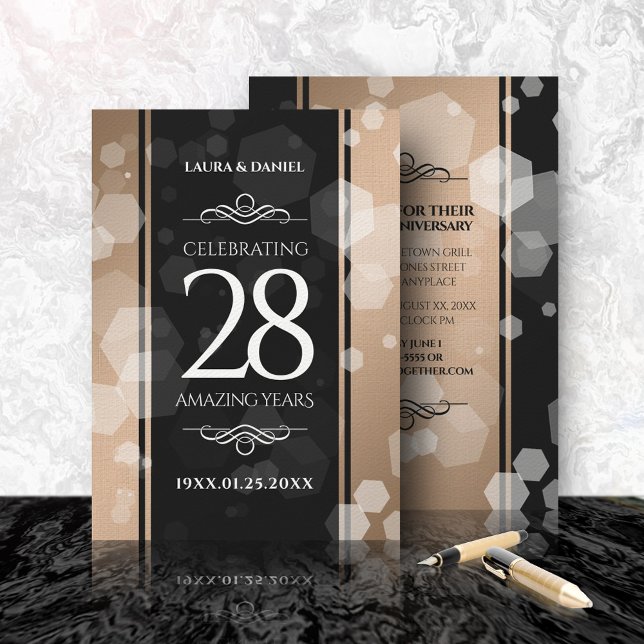Elegant 28:e Linen Bröllop-årsdagen Firande Inbjudningar (Skapare uppladdad)