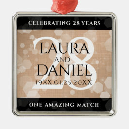 Elegant 28:e Linen Bröllop-årsdagen Firande Julgransprydnad Metall