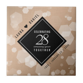 Elegant 28:e Linen Bröllop-årsdagen Firande Kakelplatta