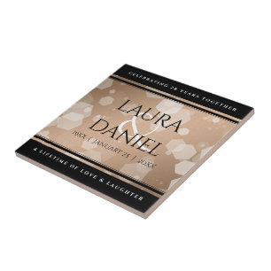 Elegant 28:e Linen Bröllop-årsdagen Firande Kakelplatta