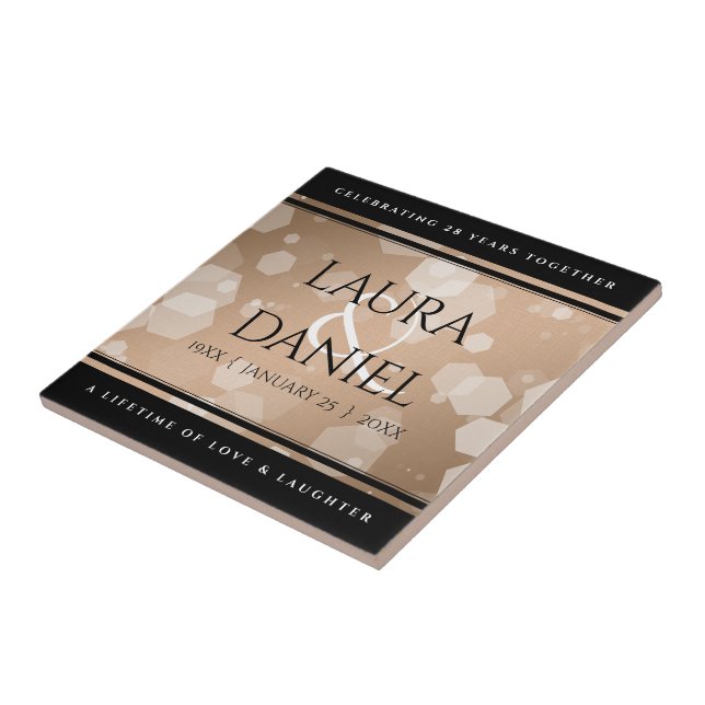 Elegant 28:e Linen Bröllop-årsdagen Firande Kakelplatta (Sidan)