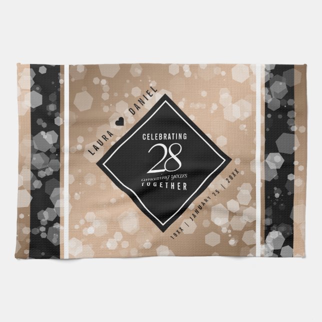 Elegant 28:e Linen Bröllop-årsdagen Firande Kökshandduk (Horisontell)