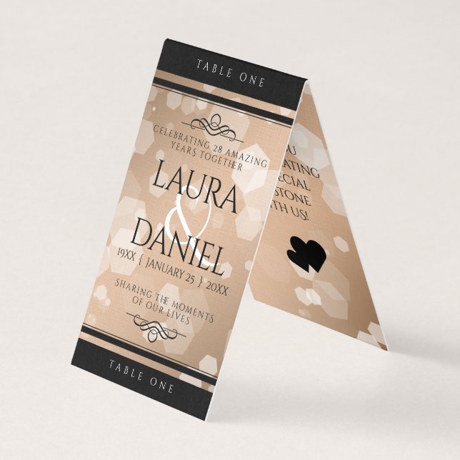 Elegant 28:e Linen Bröllop-årsdagen Firande Kort (Framsida)