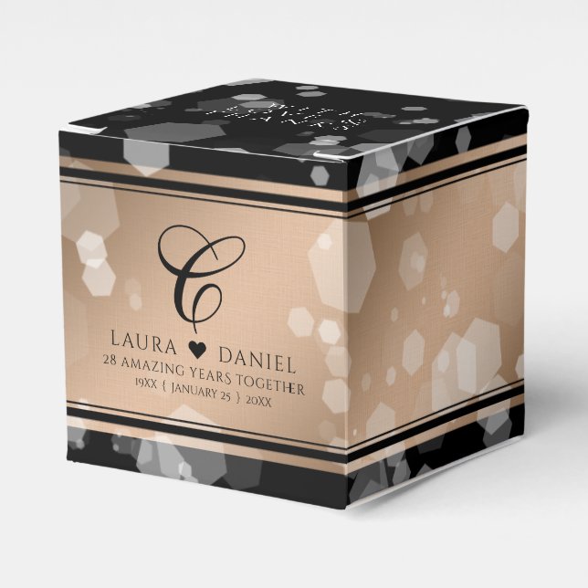 Elegant 28:e Linen Bröllop-årsdagen Firande Presentaskar (Framsidan Sidan)