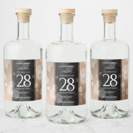 Elegant 28:e Linen Bröllop-årsdagen Firande Spritflaskor Etikett