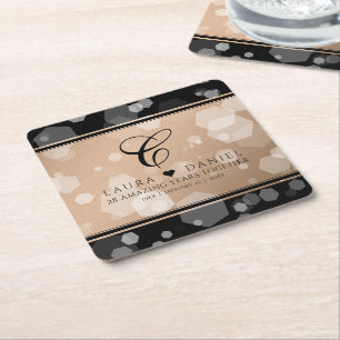 Elegant 28:e Linen Bröllop-årsdagen Firande Underlägg Papper Kvadrat