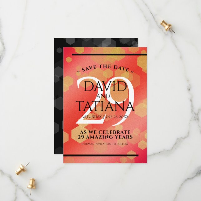 Elegant 29:e Garnet-årsdagen Bröllop Spara Datumet (Fram/Back In Situ)