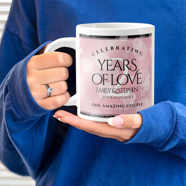 Elegant 2:a årsdagen för Ro-kvarteret Bröllop Jumbo Mugg (2nd Wedding Anniversary Jumbo Coffee Mug Cover Photo (Rose Quartz).)