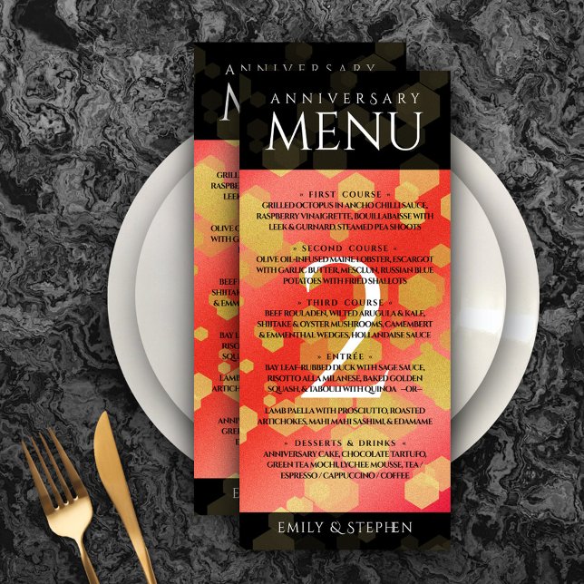 Elegant 2:a Garnet-årsdagen Bröllop Firande Meny (Elegant 2nd Garnet Wedding Anniversary Menu Rack Card Cover Photo.)