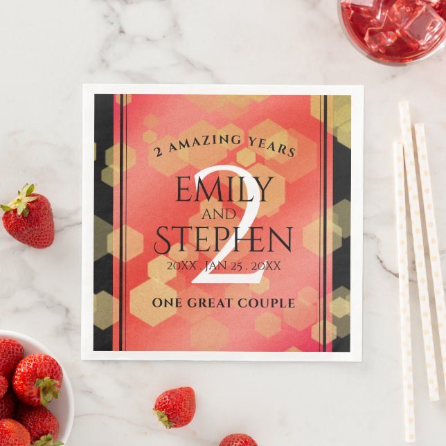 Elegant 2:a Garnet-årsdagen Bröllop Firande Pappersservett (Insitu)