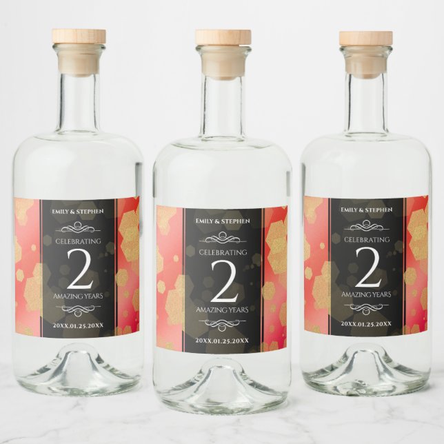 Elegant 2:a Garnet-årsdagen Bröllop Firande Spritflaskor Etikett (Flaskor)
