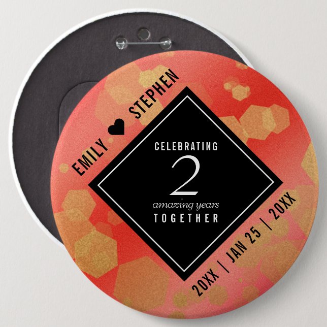 Elegant 2:a Garnet-årsdagen Bröllop Knapp (Framsida & baksida)