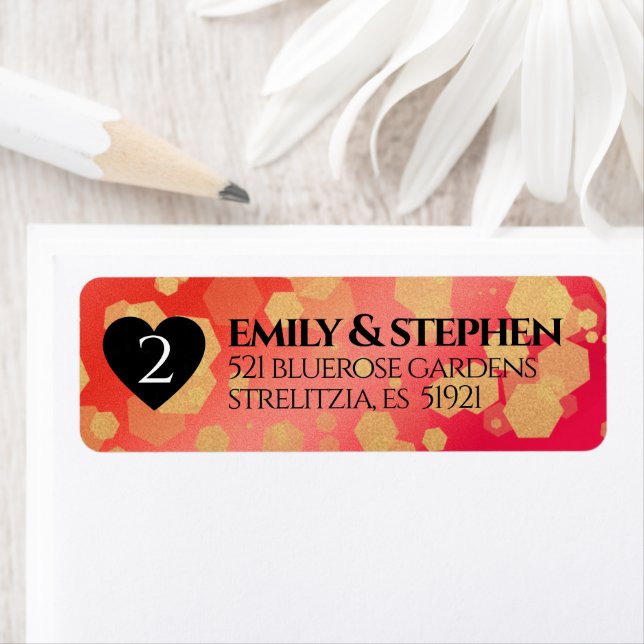 Elegant 2:a Garnet-årsdagen Bröllop Returadress Etikett (Insitu)