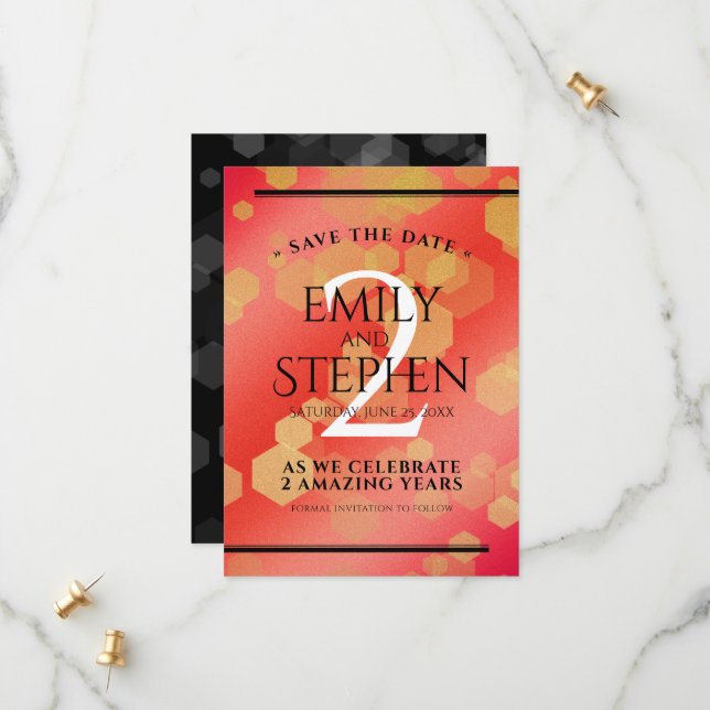 Elegant 2:a Garnet-årsdagen Bröllop Spara Datumet (Fram/Back In Situ)