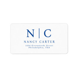 Elegant 2: Blå Returadress i monogrammet Adressetikett