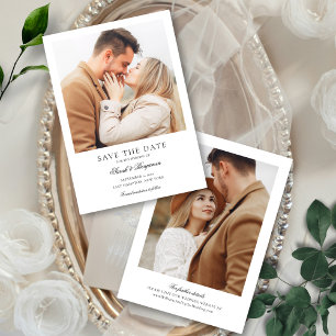 Elegant 2 Foto Klassisk Formell Bröllop Spara Datumet
