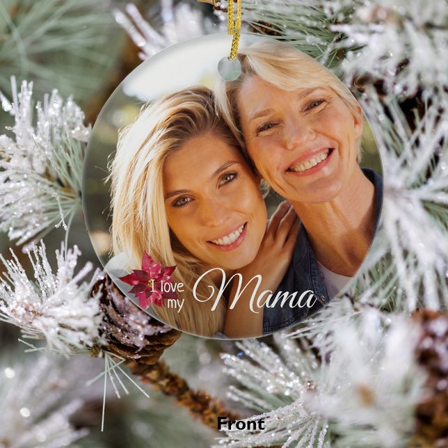 Elegant 2 Foto Mor från dotterjulen Julgransprydnad Keramik (Front)